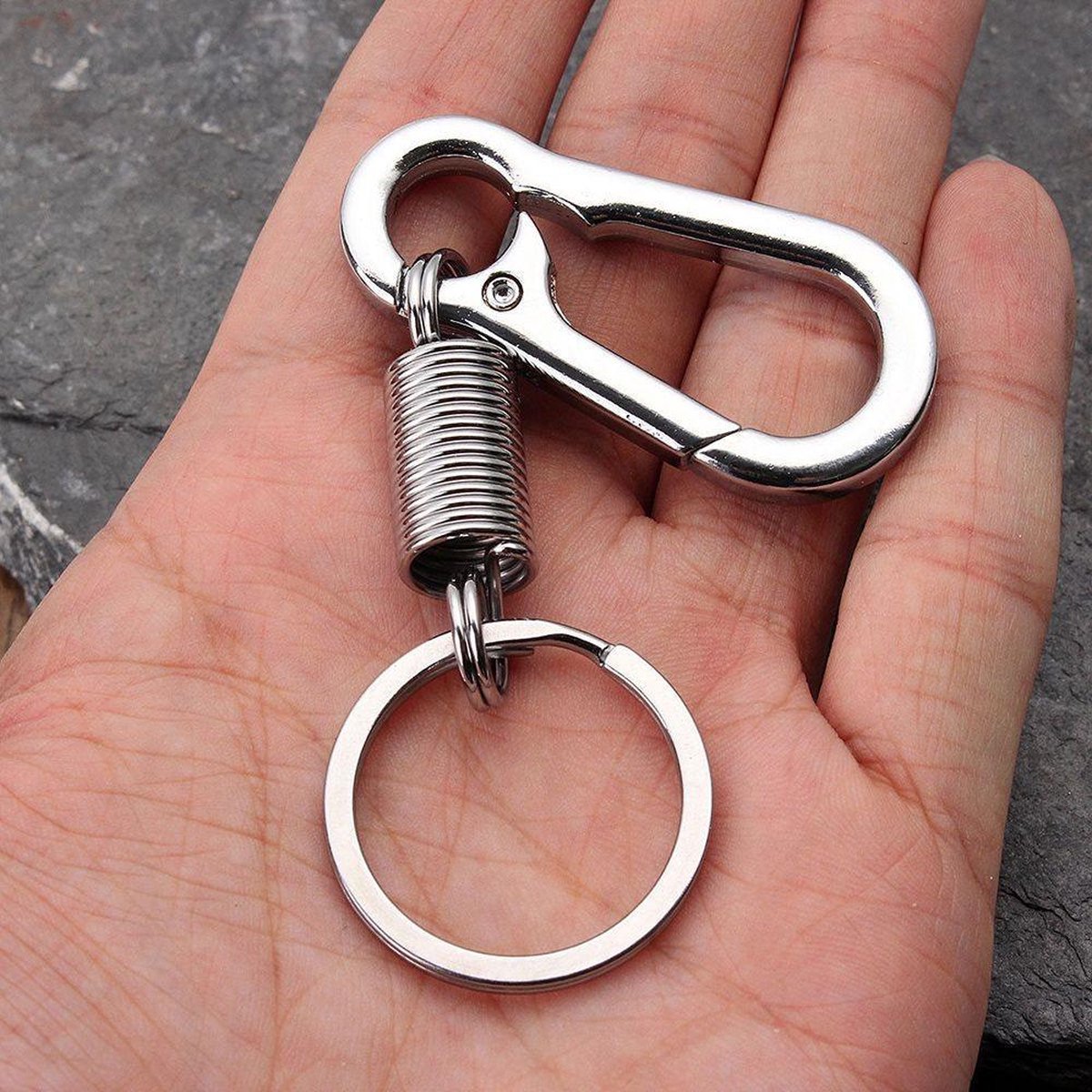 Keychain - Carabiner - Hook Shape Keychain - Hook - Rings - Stainless Steel - Gift - Black - Image 3