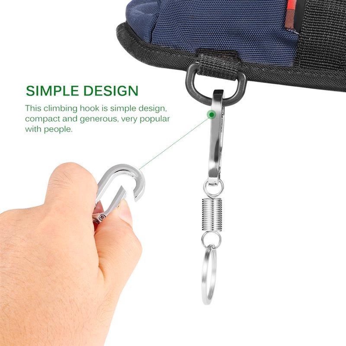 Keychain - Carabiner - Hook Shape Keychain - Hook - Rings - Stainless Steel - Gift - Black - Image 5