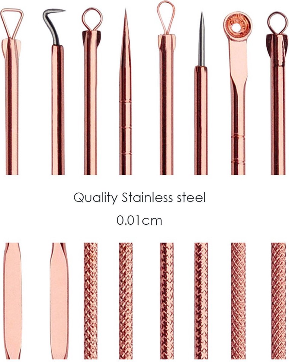 4-Piece Set of Comedone Spoons | Blackhead & Acne Removal | Acne | Comedone Spoon | Comedone Extractor | Pimple Removal | Stainless Steel | Rose Gold - Image 5