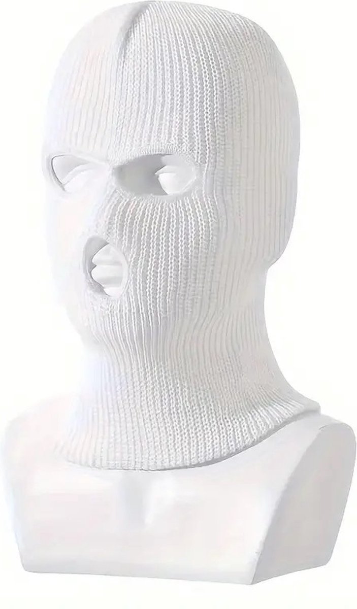 Three-Hole Balaclava | Facemask | Ski Hat | Bivouac | Winter Sports | Motorcycle/Skipper/Cycling Hat | Universal / One Size | White - Image 4