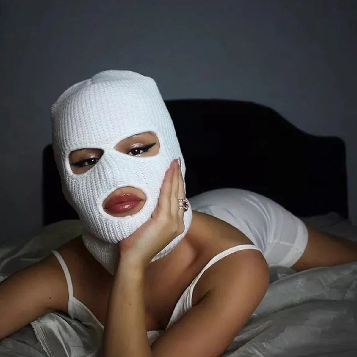 Three-Hole Balaclava | Facemask | Ski Hat | Bivouac | Winter Sports | Motorcycle/Skipper/Cycling Hat | Universal / One Size | White - Image 5