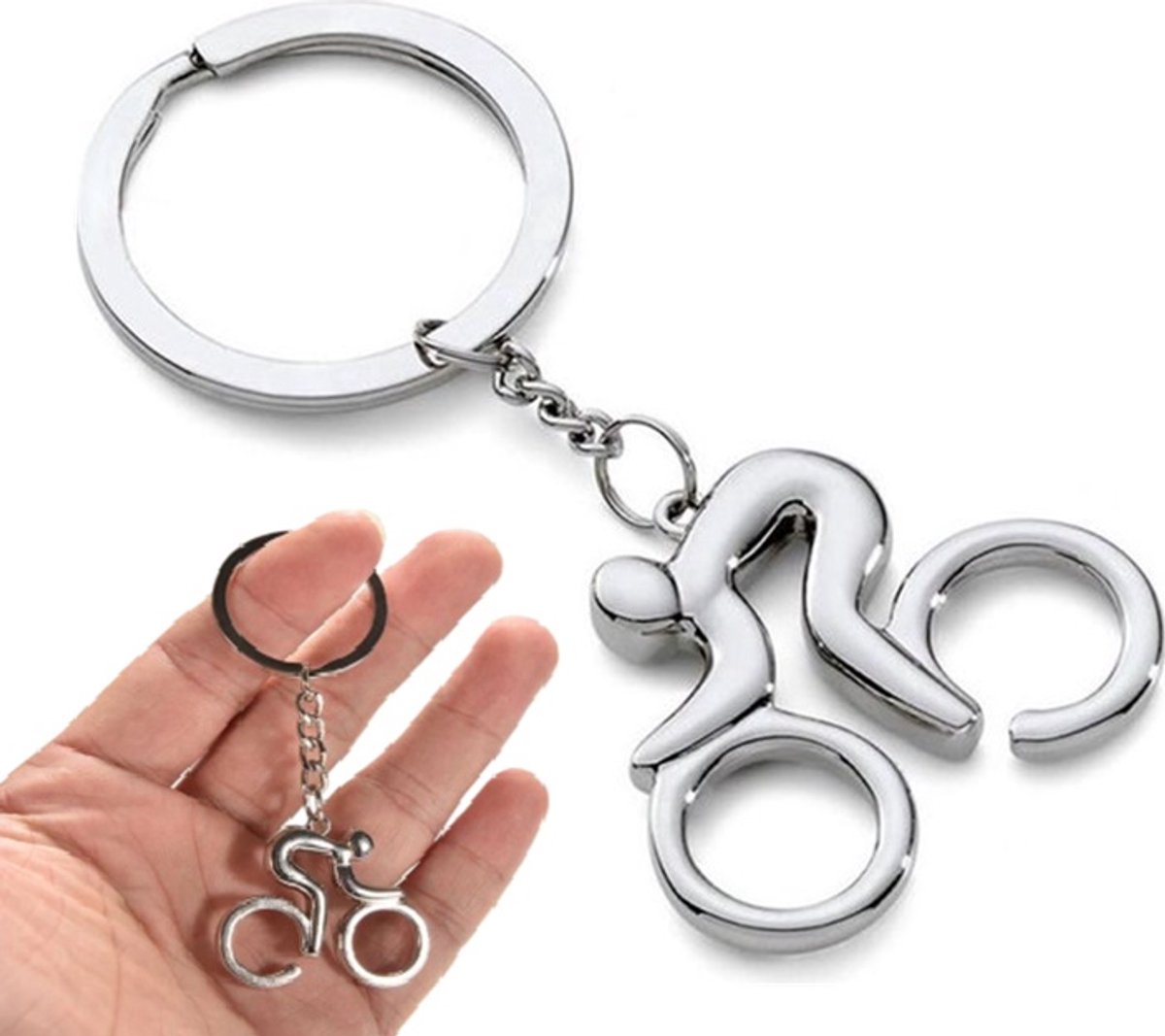 Cyclist Keychain | Key Holder | Road Bike Keychain | Cycling Keychain | Stainless Steel | Silver - Image 1