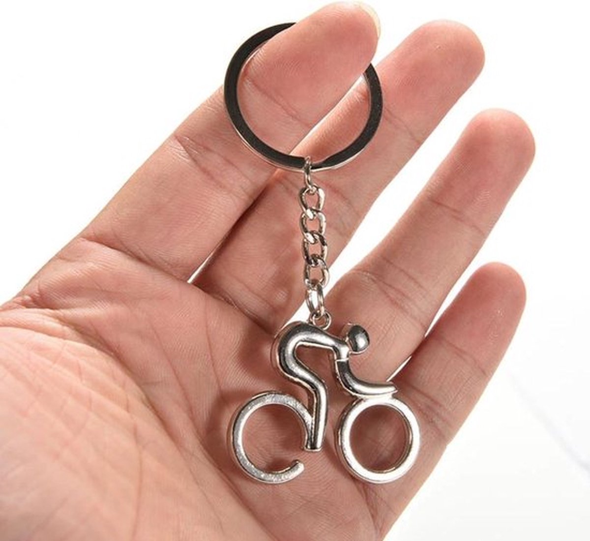 Cyclist Keychain | Key Holder | Road Bike Keychain | Cycling Keychain | Stainless Steel | Silver - Image 4