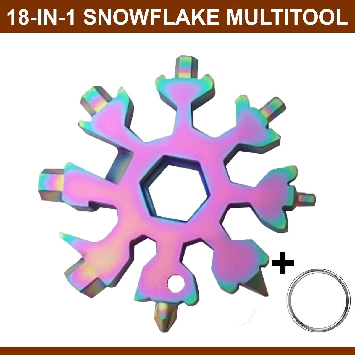 18-in-1 Snowflake Multitool - Ring Wrench - Allen Wrench - Screwdriver - Bottle Opener - Knife - Snowflake - Father's Day Gift Tip - Pearlescent / Colorful - Image 1