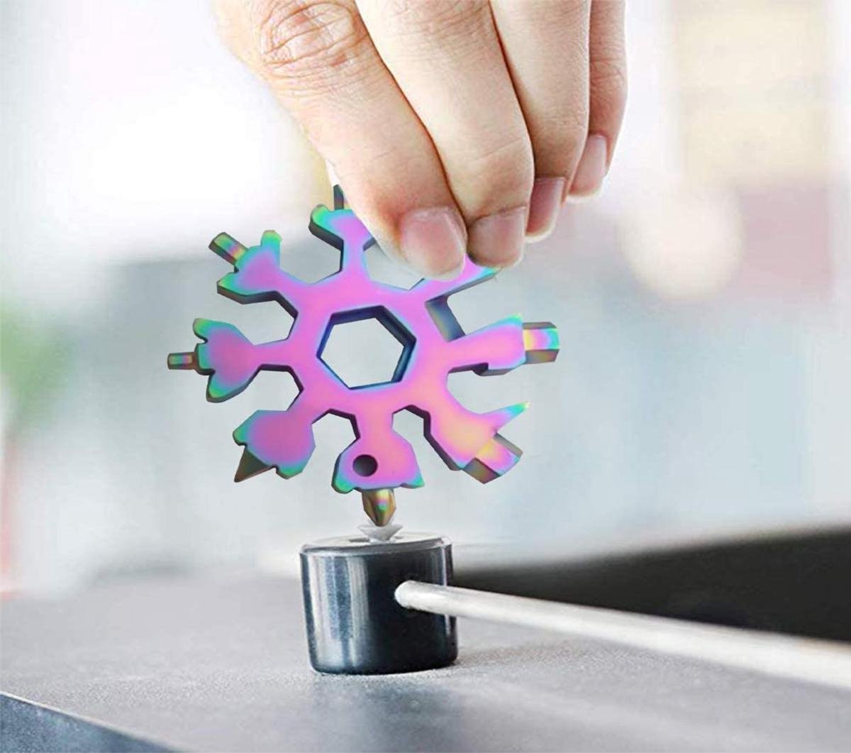 18-in-1 Snowflake Multitool - Ring Wrench - Allen Wrench - Screwdriver - Bottle Opener - Knife - Snowflake - Father's Day Gift Tip - Pearlescent / Colorful - Image 4
