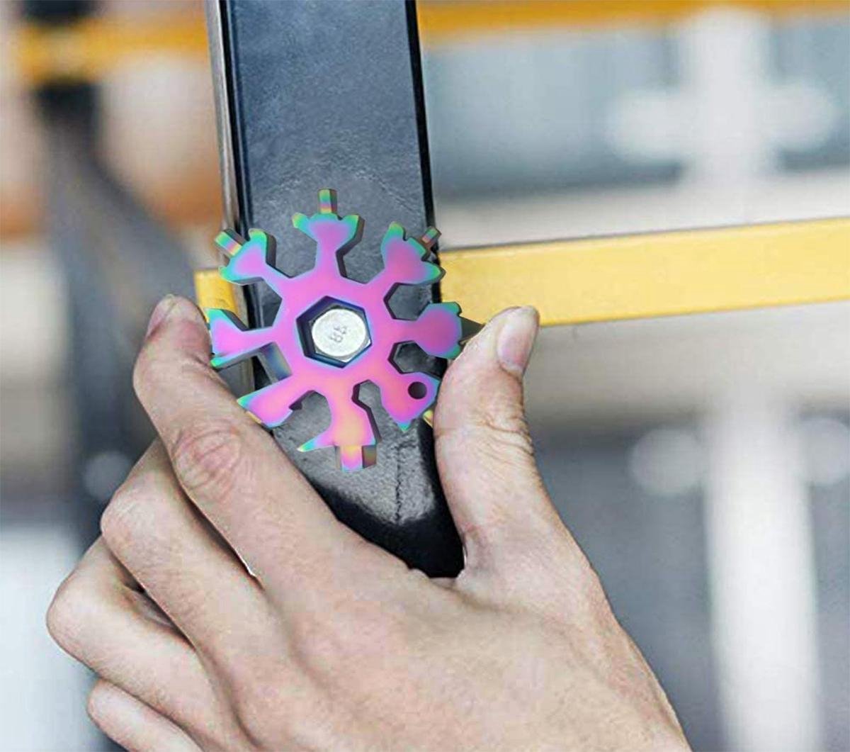 18-in-1 Snowflake Multitool - Ring Wrench - Allen Wrench - Screwdriver - Bottle Opener - Knife - Snowflake - Father's Day Gift Tip - Pearlescent / Colorful - Image 5