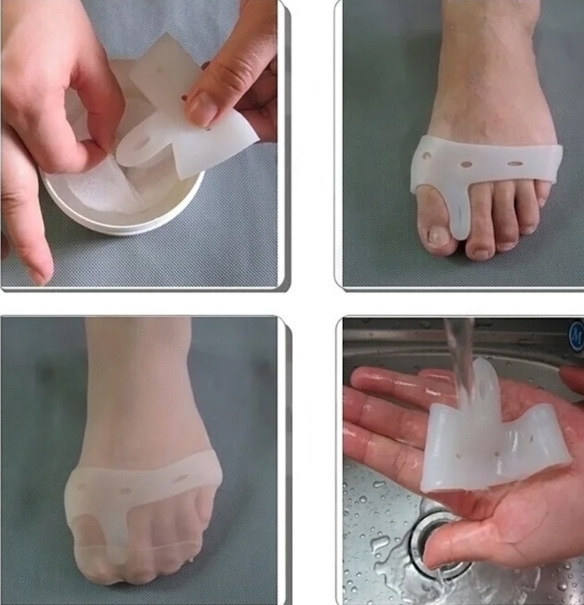Hallux Valgus Silicone Toe Corrector | Toe Separator | Straighten Big Toe | Shock Absorbing | With Holes | White | 1 Pair - Image 4