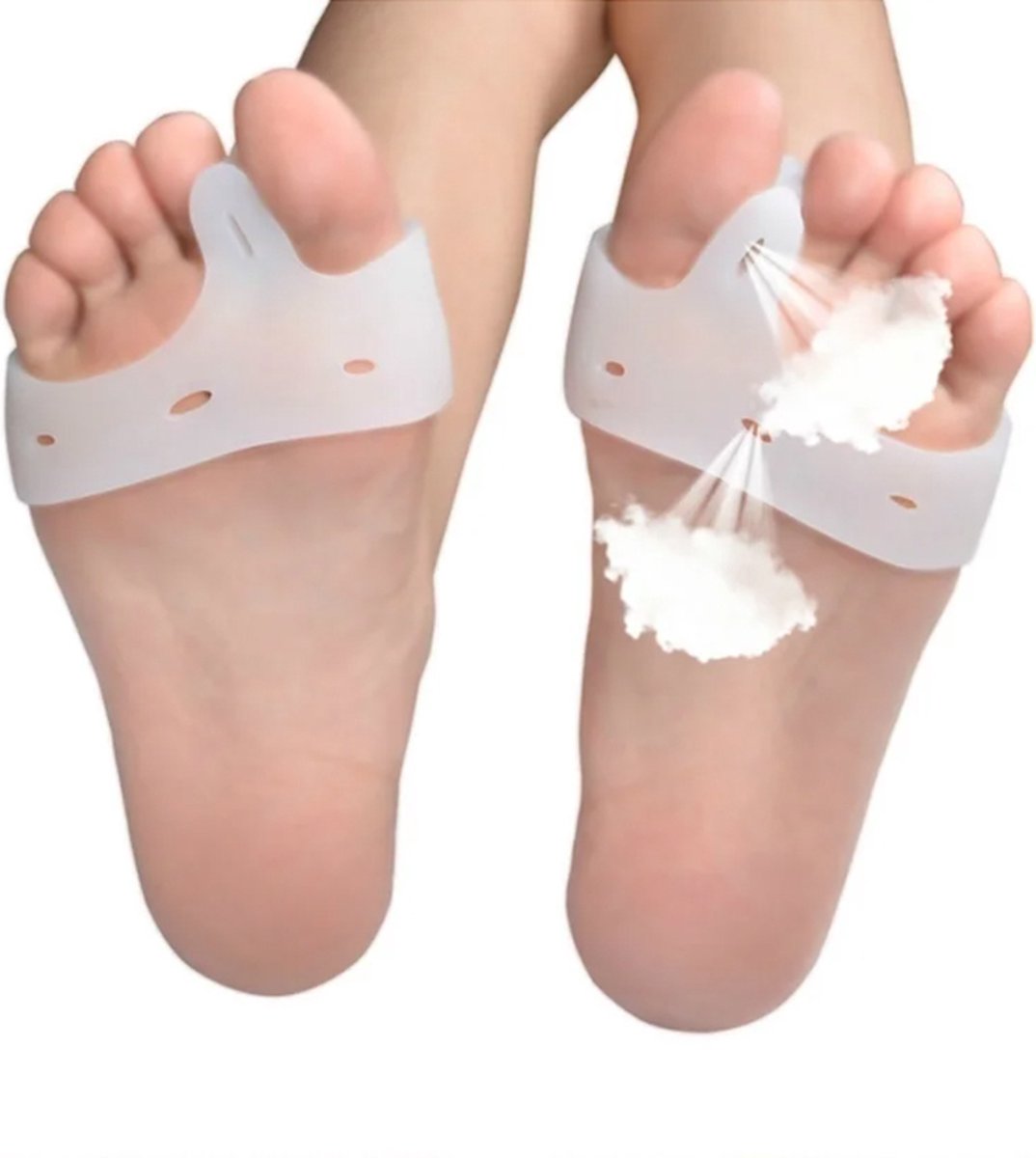 Hallux Valgus Silicone Toe Corrector | Toe Separator | Straighten Big Toe | Shock Absorbing | With Holes | White | 1 Pair - Image 5