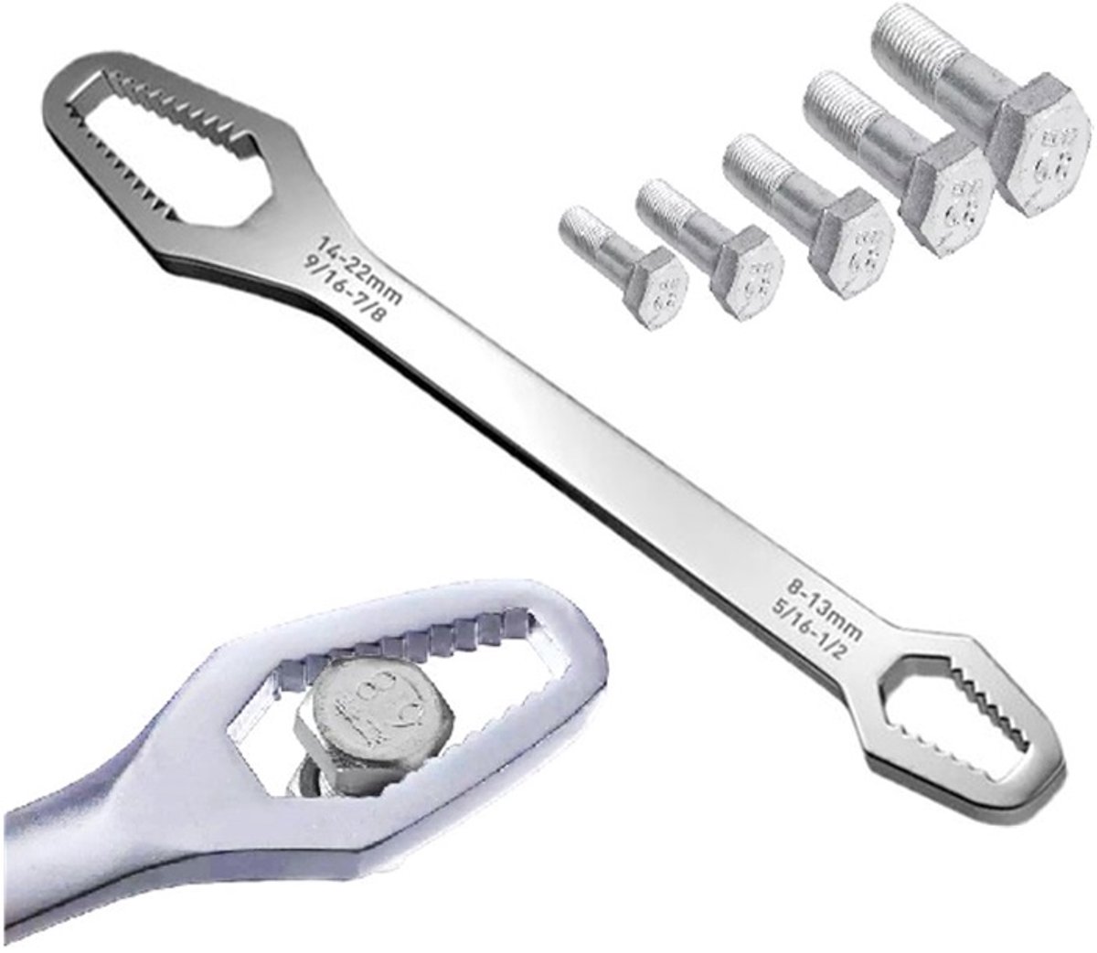 Wrench I Universal ring spanner 8-22 MM I Wrench I Adjustable I Silver - Image 1
