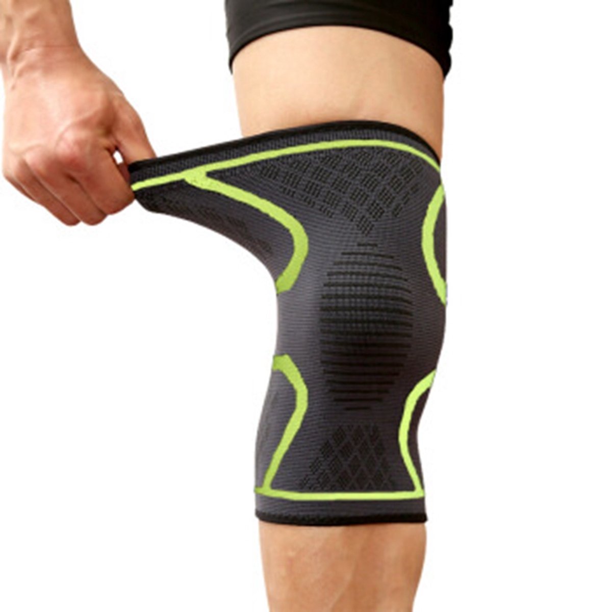Compression Knee Brace | Knee Support | Knee Protector | Knee Bandage | Knee Support | 1 Piece | Black Green | Size L - Image 4