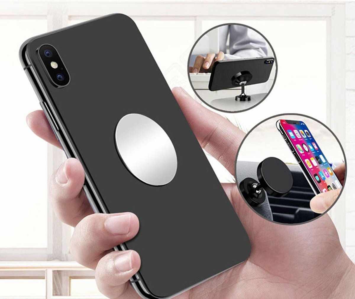 2oz Metal Round Plate For Phone | Self-Adhesive Magnetic | Phone Holder | Phone Sticker | Metal Phone Plate | Round | Silver - Image 2