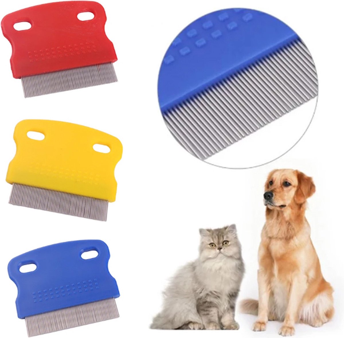 Lice Comb | Lice Brush | Flea Comb | Nits Comb | Lice Remover | Stainless Steel Brushes | Plastic Barrel | Fine | Random Color - Image 1