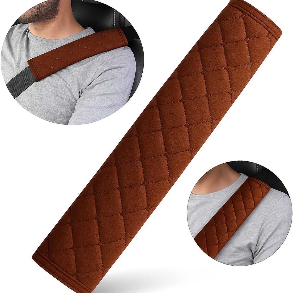 Luxury Car Seatbelt Cover | Seatbelt Protector | Seatbelt Cushion | Car Safety | Safety Belt Cushion Pads | Brown - Image 1