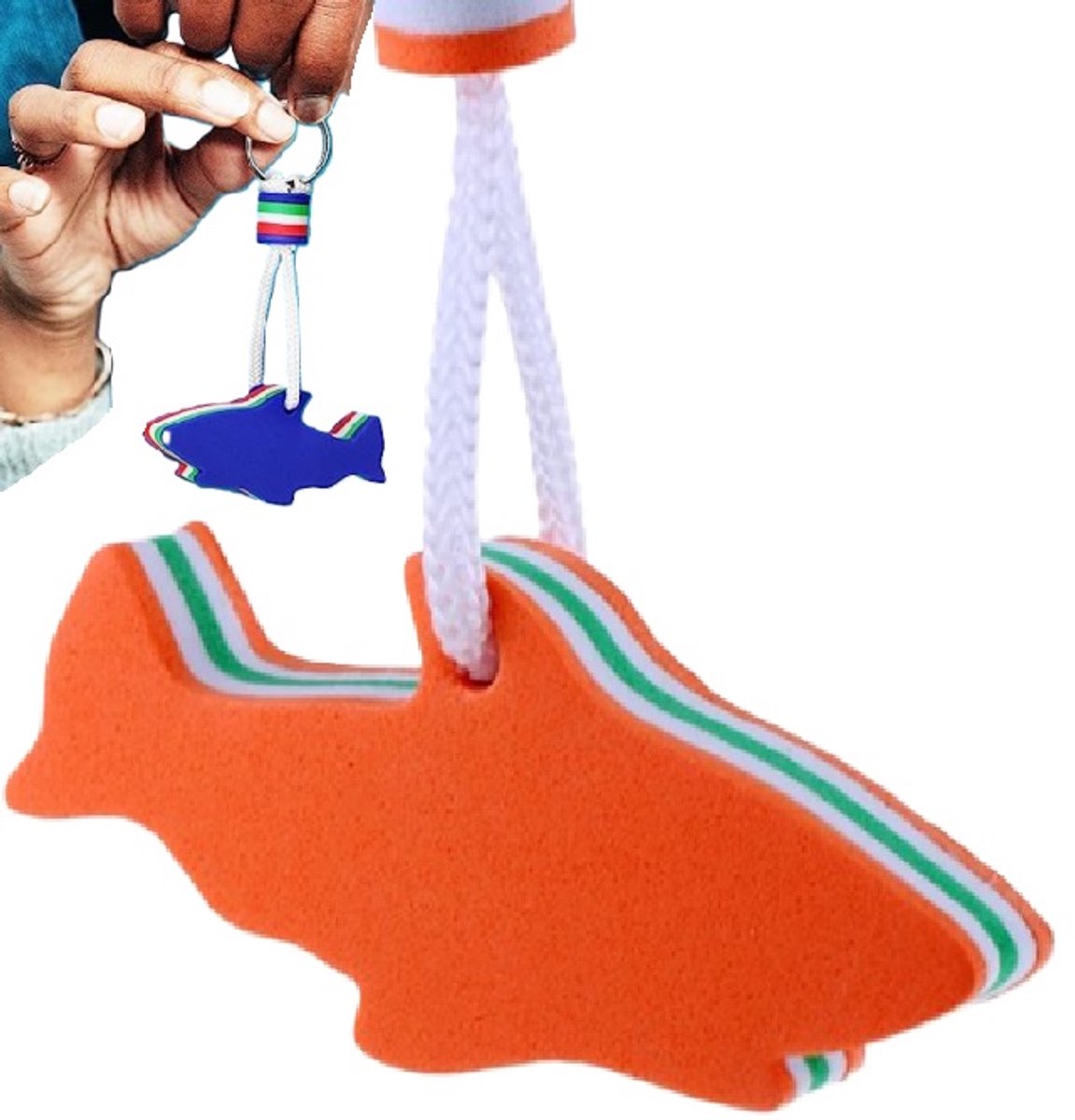Floating Shark Keychain | For Large Keyring | EVA Foam | Foam | Key Float | Orange - Image 1