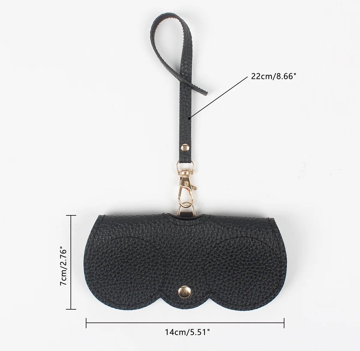 Glasses Case | Glasses Pouch | Glasses Cover | Sunglasses Holder | Sunglasses Pouch | Slide In | With Lanyard Bag Hanger | PU Leather | Black - Image 3