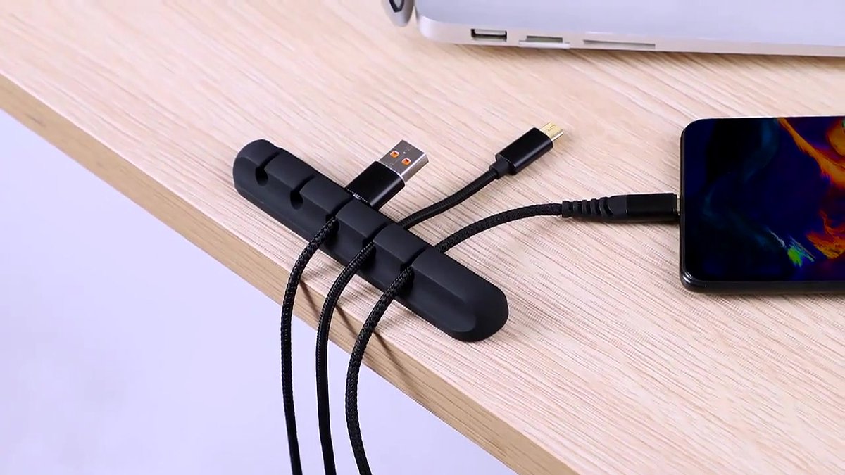 Self-Adhesive Cable Holder | Cable Organizer | Cable Clips | Self-Adhesive Cable Clips | Cable Clamp | Cable Holder | For 5 Cables | Gray - Image 2