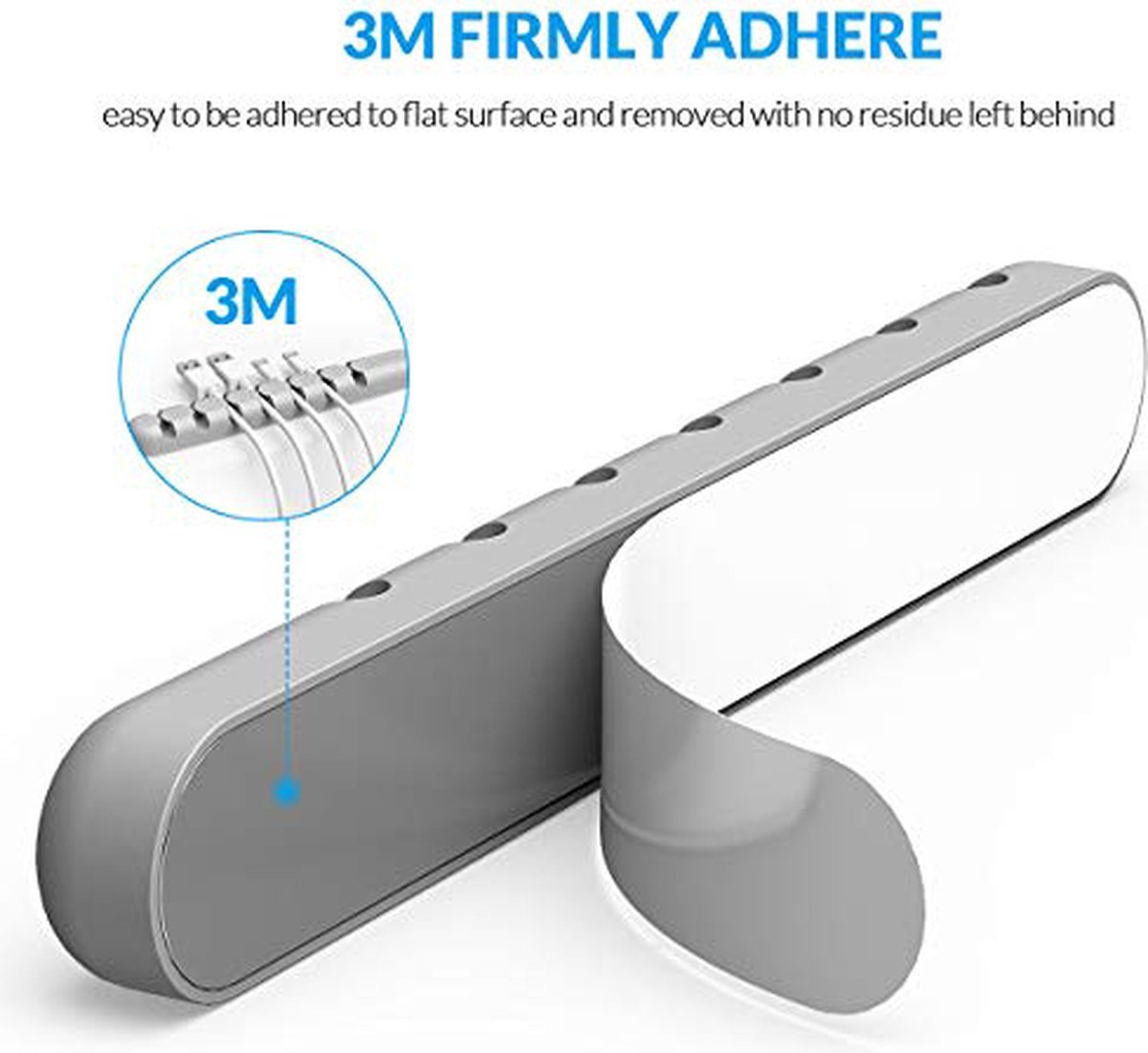 Self-Adhesive Cable Holder | Cable Organizer | Cable Clips | Self-Adhesive Cable Clips | Cable Clamp | Cable Holder | For 5 Cables | Gray - Image 3