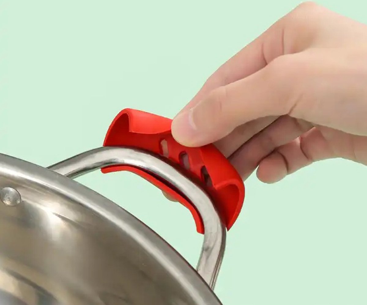 2-Piece Silicone Pot Handle Grips | Prevents Hands from Burning | Heat Resistant and Wear Resistant | Pot Lid Grip | Pan Grip | Extra Grip | Grey - Image 3