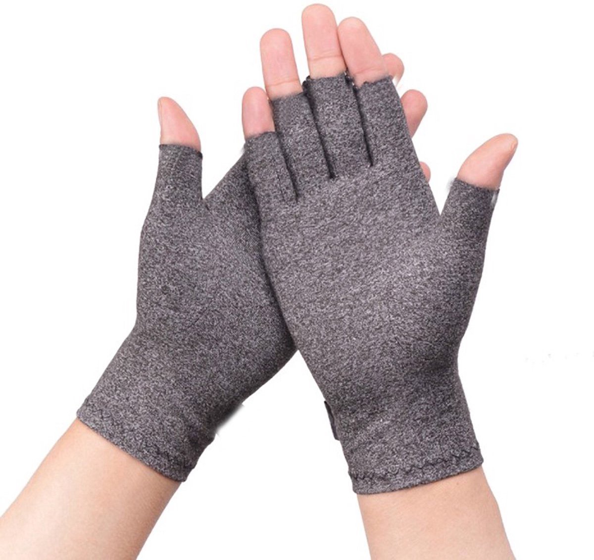 Compression Gloves | Therapeutic Gloves | Open Fingertips | Size XL | Grey | 1 Pair - Image 3