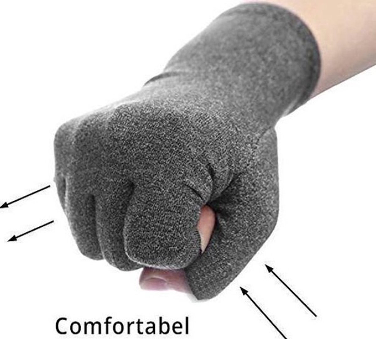 Compression Gloves | Therapeutic Gloves | Open Fingertips | Size XL | Grey | 1 Pair - Image 4
