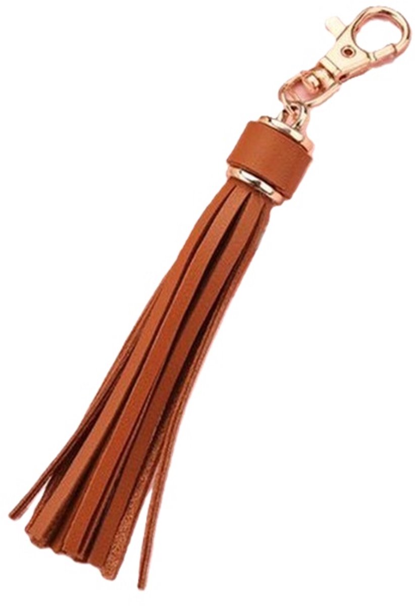 Tassel Keychain | Key Holder | PU Leather Keychain | Universal | Light Brown - Image 1