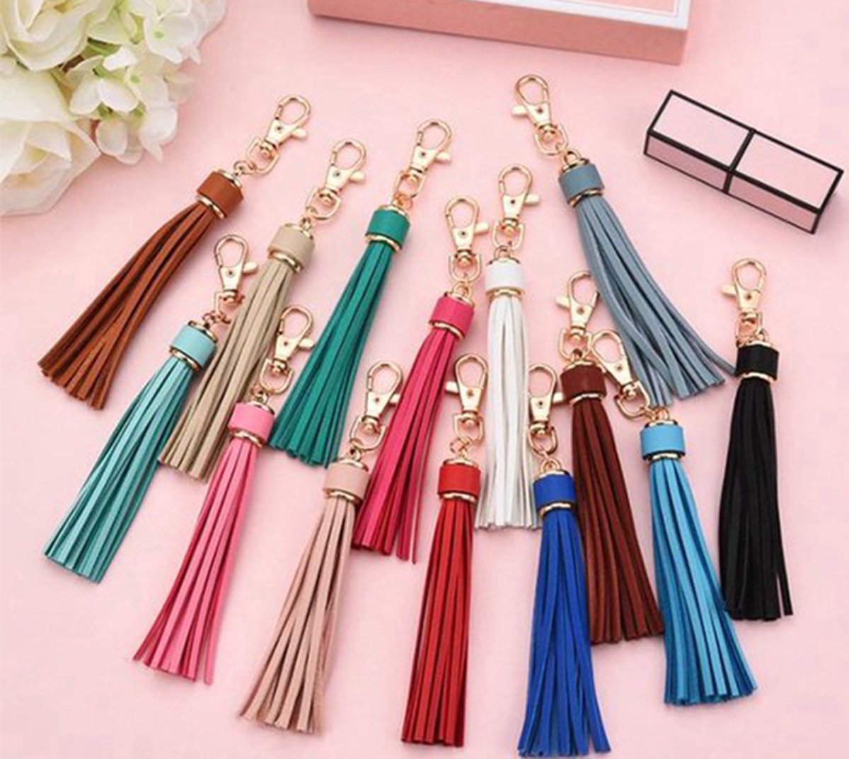 Tassel Keychain | Key Holder | PU Leather Keychain | Universal | Light Brown - Image 5