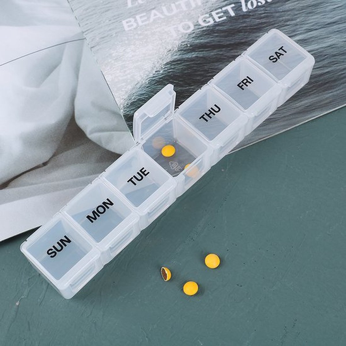 Pill Box | Pill Box | Medicine Box | XXL Pill Box | Sunday to Saturday | 7 Days | 1 Week | Transparent - Image 1