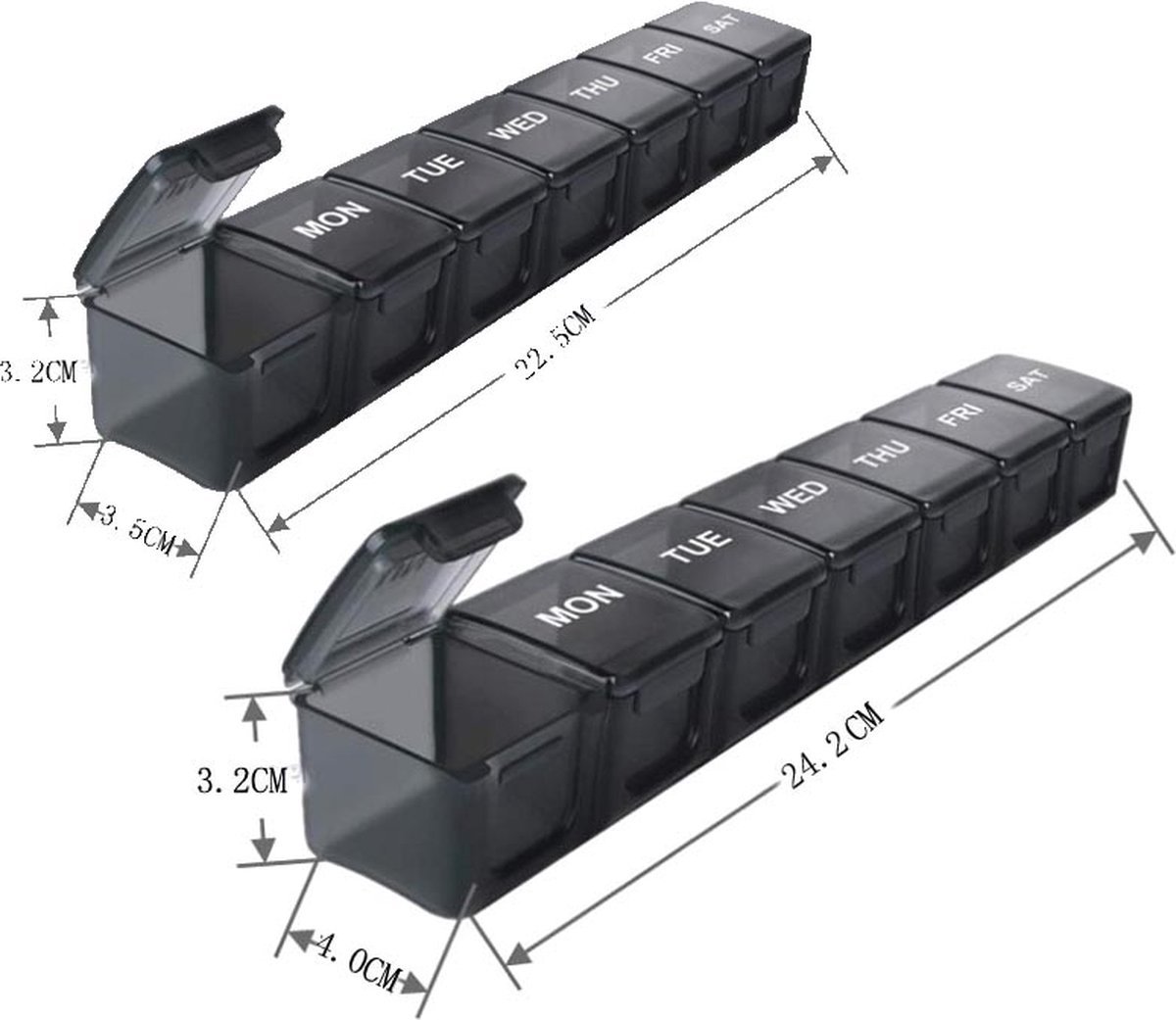 Pill Box | Pill Box | Medicine Box | XXL Pill Box | Sunday to Saturday | 7 Days | 1 Week | Transparent - Image 3