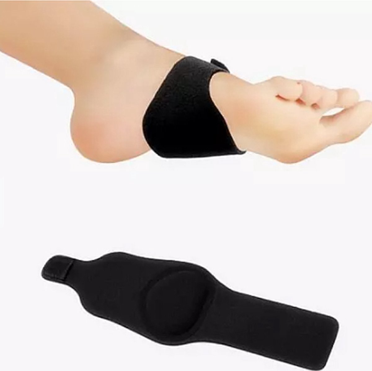 Elastic Midfoot Support Cushions | Arch Brace | Insoles for Flat Feet | Brace for Flat Feet | Adjustable | Black | 2 Pieces - Image 2