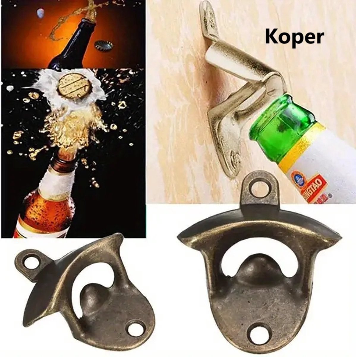Wall Bottle Opener | Wall Bottle Opener | Wall Bottle Opener | Includes 2 Screws | Bronze - Image 1
