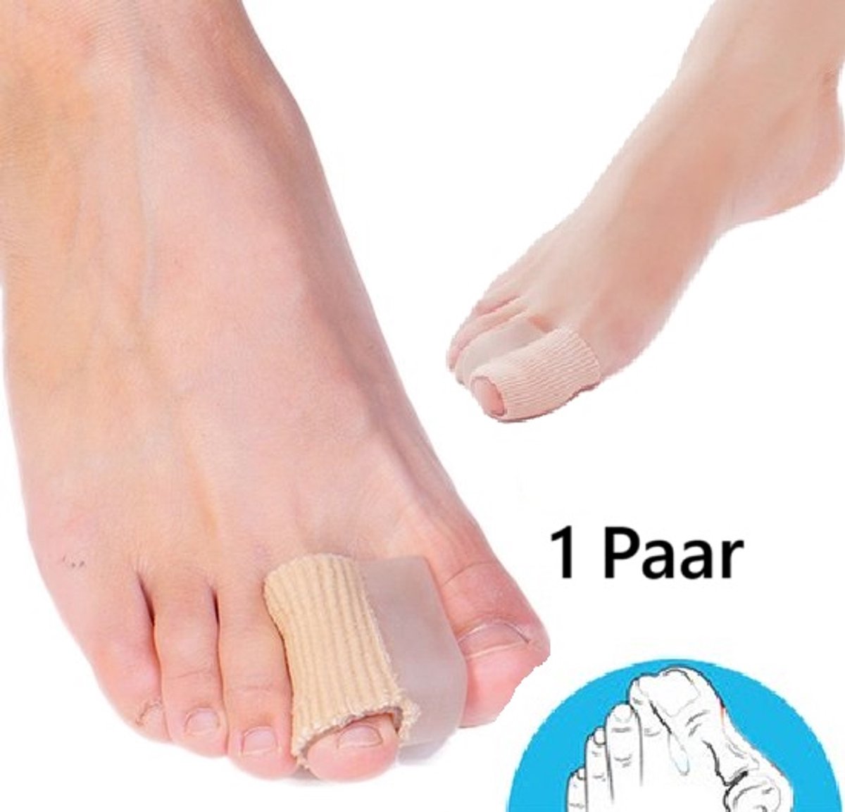Hallux Valgus Gel Toe Corrector | Toe Spreader | Toe Straightener | Toe Straightener | Beige | 1 Pair - Image 1