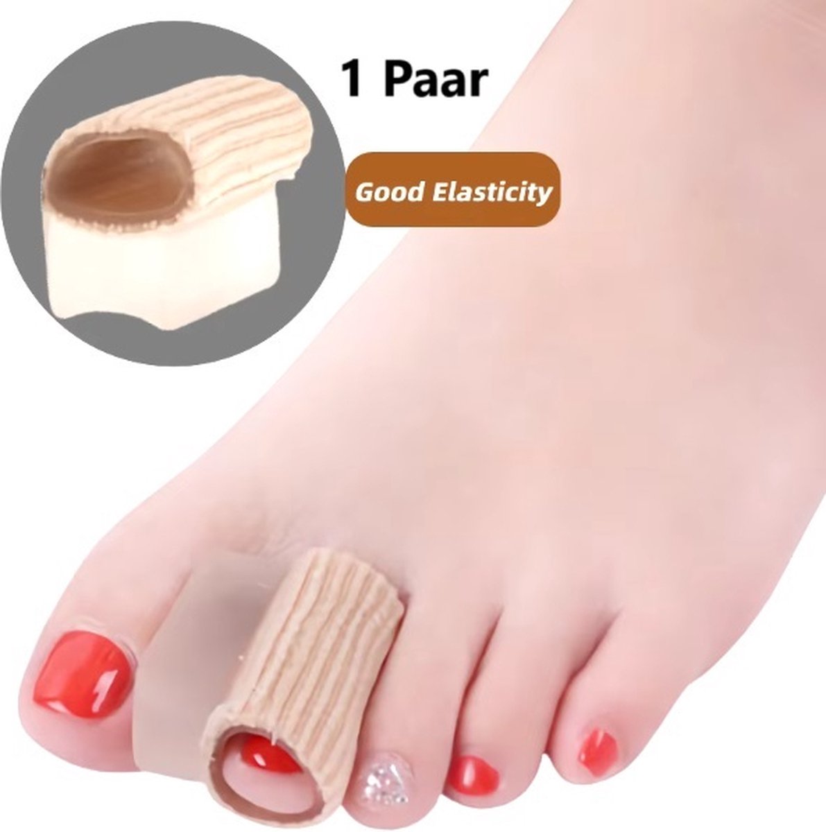 Hallux Valgus Gel Toe Corrector | Toe Spreader | Toe Straightener | Toe Straightener | Beige | 1 Pair - Image 4