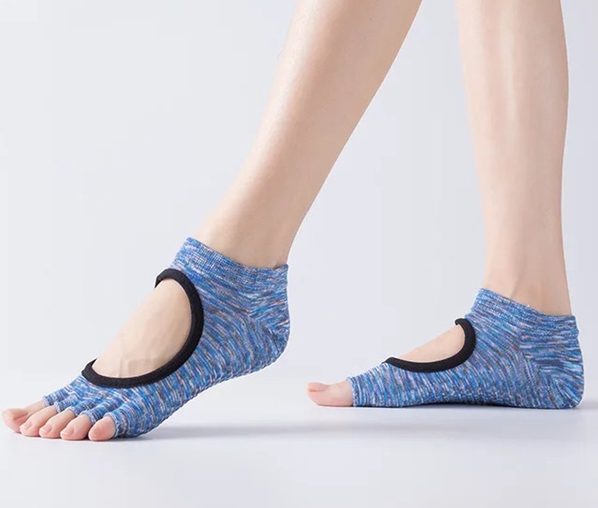 Yoga Socks Full Open Toe | Full Toe Yoga Sock | With Anti-Slip Bottom | Anti-Slip Socks | Pilates Socks | Size 36-40 | Blue Pattern - Image 3