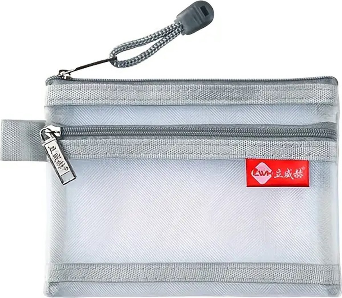 Double-Layer Mini Zipper Bag for Men | Card Holder | Driver's License Pouch | Coin Holder | Banknote Holder | Zipper | Nylon | 11 x 14 cm | Grey - Image 1