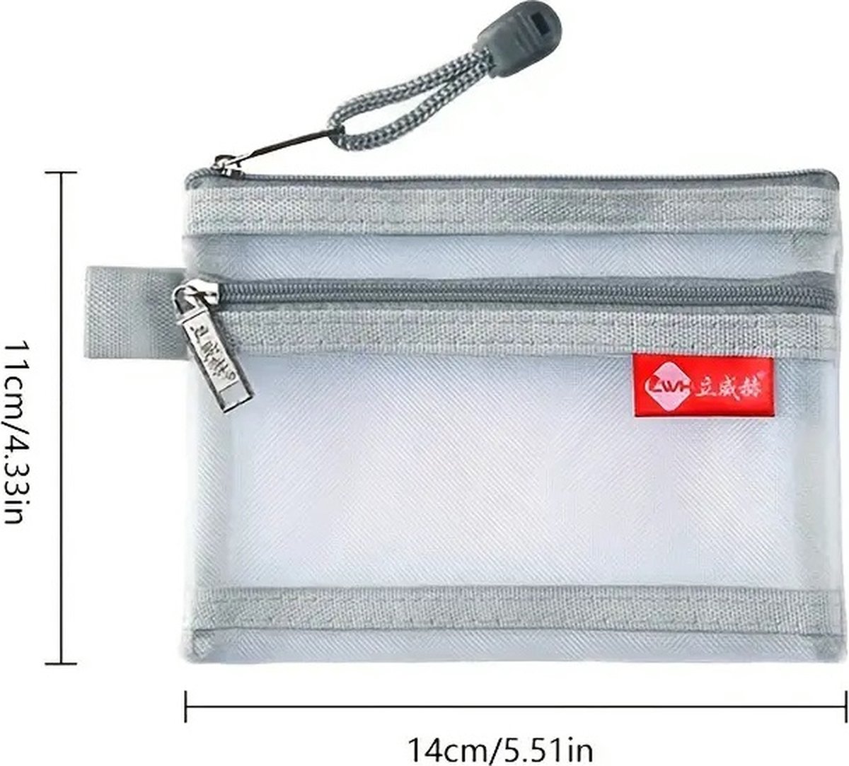 Double-Layer Mini Zipper Bag for Men | Card Holder | Driver's License Pouch | Coin Holder | Banknote Holder | Zipper | Nylon | 11 x 14 cm | Grey - Image 5