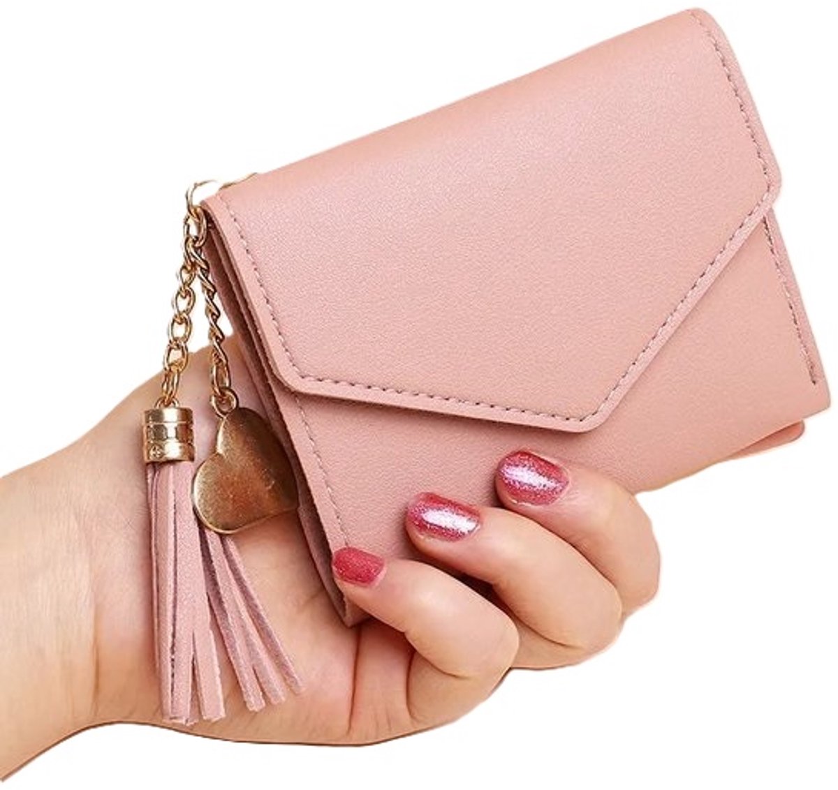Wallet & Card Holder in 1 | Credit Card Holder | With Cash Compartment | Card Holder | Wallet | PU Leather | Pink - Image 1