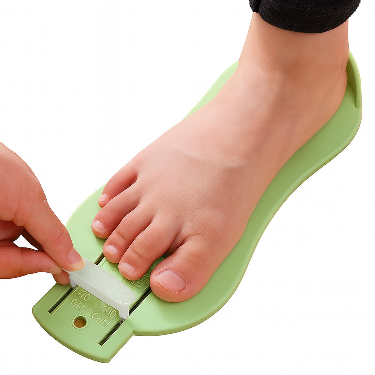 Child's Foot Measuring Tool | Child's Shoe Size Measuring Tool | Measuring Foot Size | Baby Shoe Measuring Tool | Baby Size Measurement | Green - Image 1