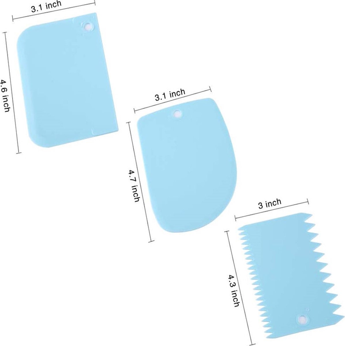 Dough Scraper | Cake Scraper | Dough Cutter | Dough Scraper | 3-Piece | Blue - Image 5