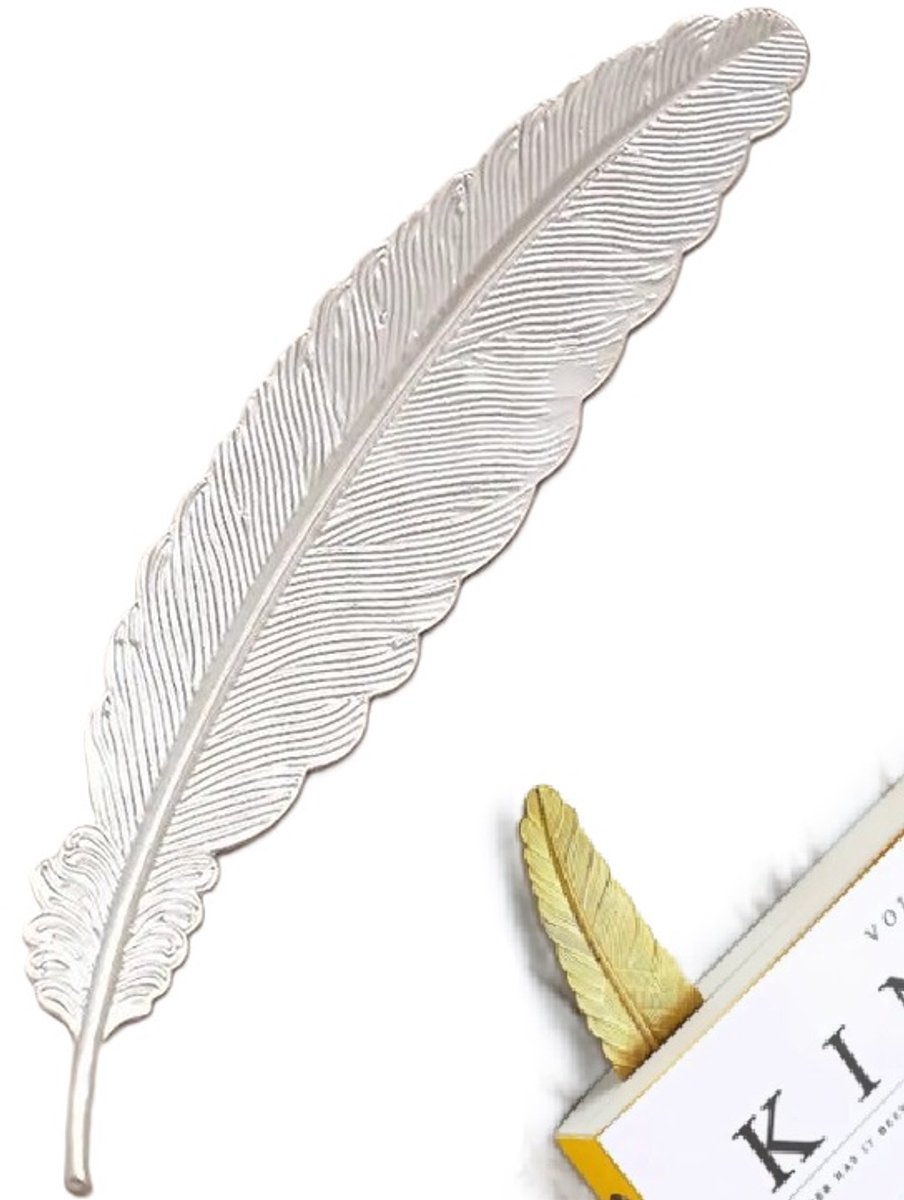 Feather Shaped Bookmark | Bookmark | Bookmark | Metal | 11.4 cm | Silver - Image 1