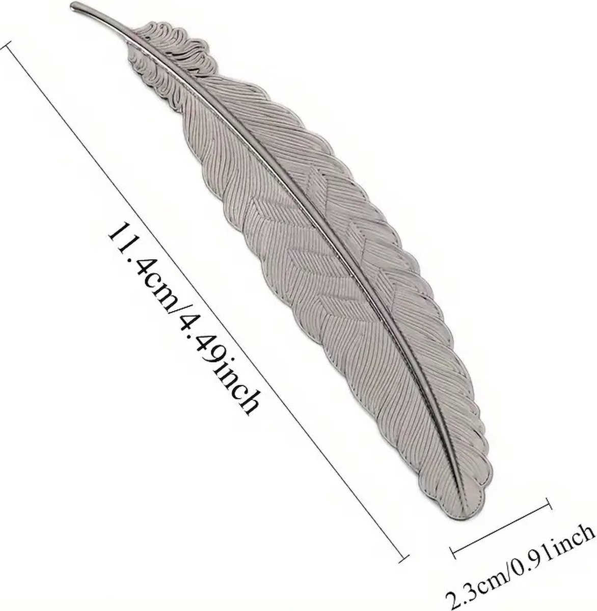 Feather Shaped Bookmark | Bookmark | Bookmark | Metal | 11.4 cm | Silver - Image 4