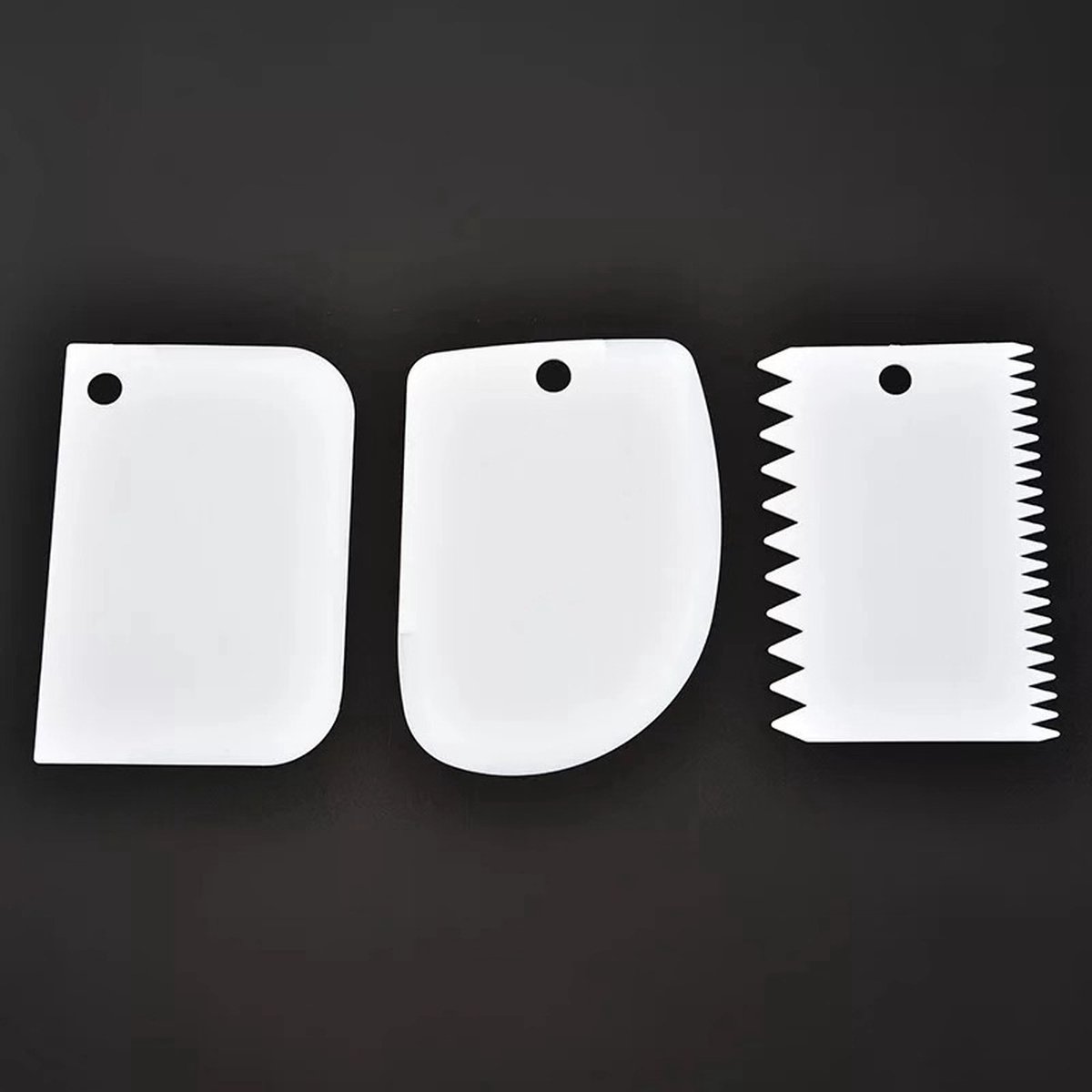 Dough Scraper | Cake Scraper | Dough Cutter | Dough Scraper | 3-Piece | White - Image 4