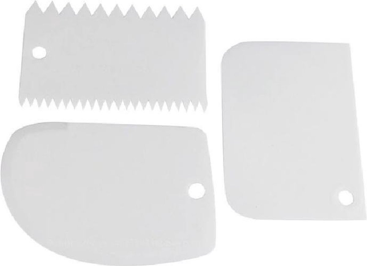 Dough Scraper | Cake Scraper | Dough Cutter | Dough Scraper | 3-Piece | White - Image 5