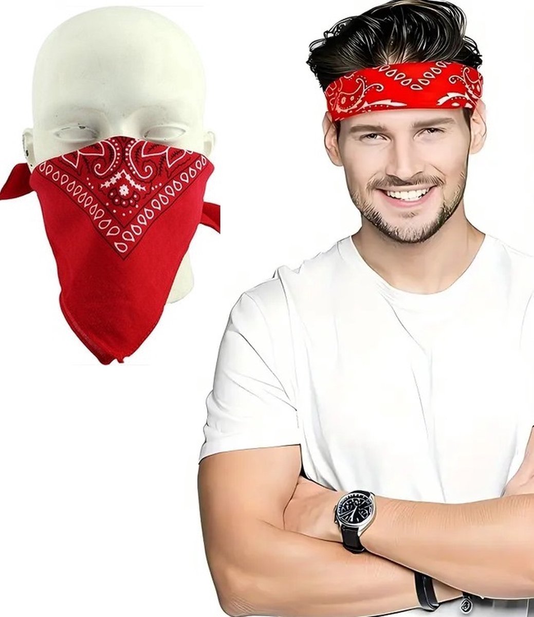 Bandana | Unisex | Farmer's Handkerchief | Headband | Red - Image 1