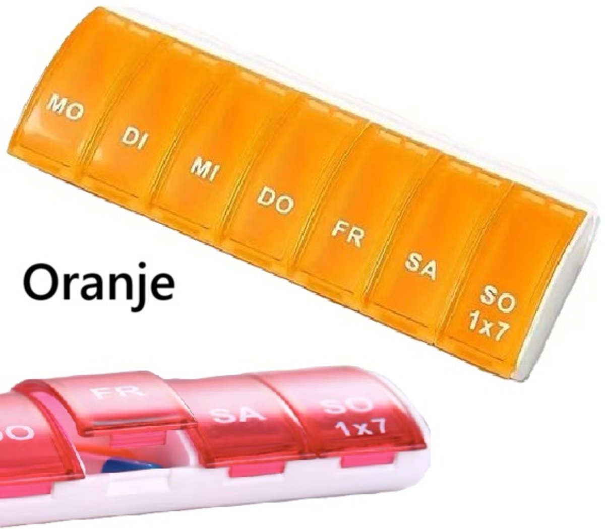 Pill Box | Pill Box | Medicine Box | Pill Box | 7 Days | 1 Week | Monday to Sunday | Orange - Image 1