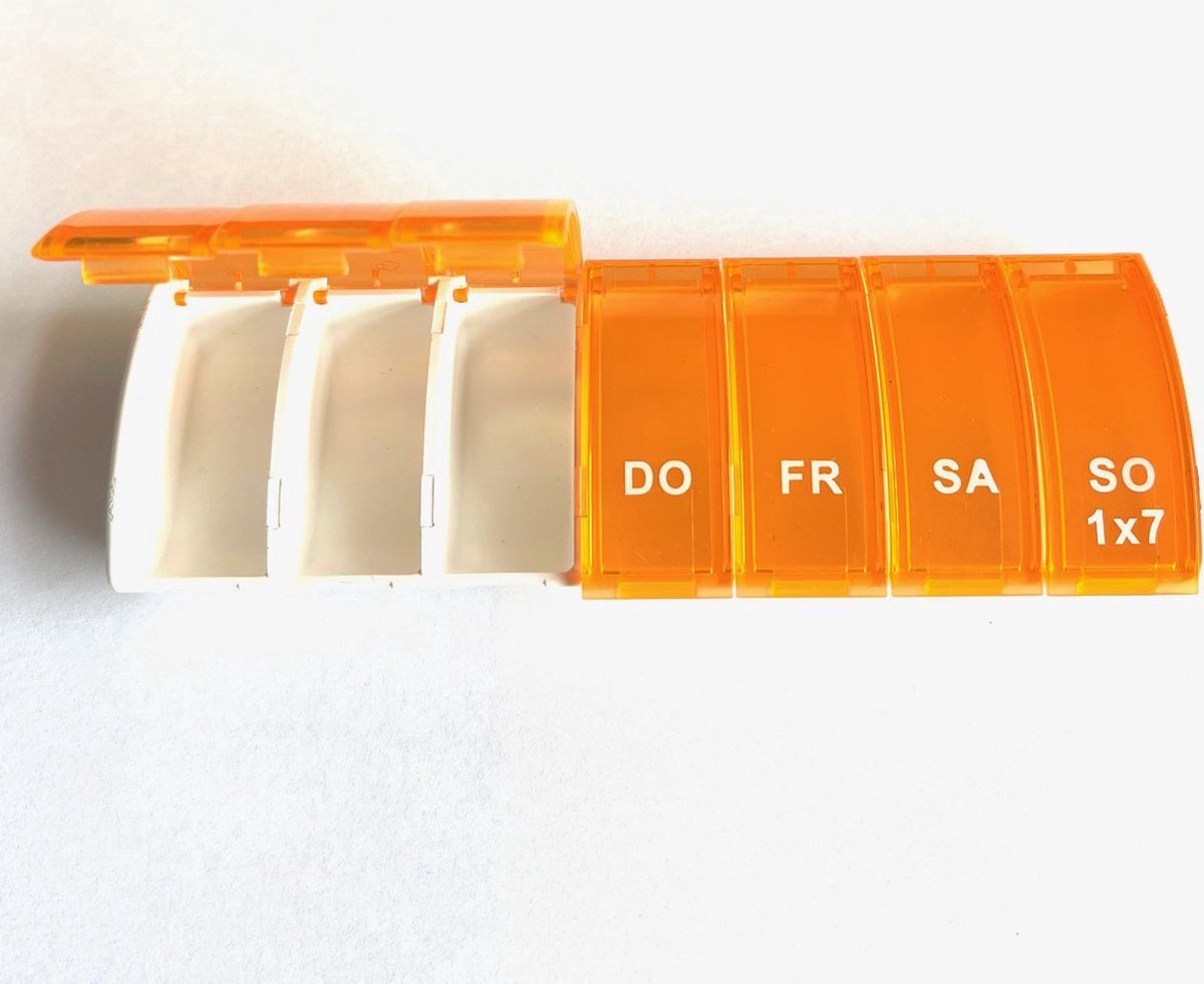 Pill Box | Pill Box | Medicine Box | Pill Box | 7 Days | 1 Week | Monday to Sunday | Orange - Image 2