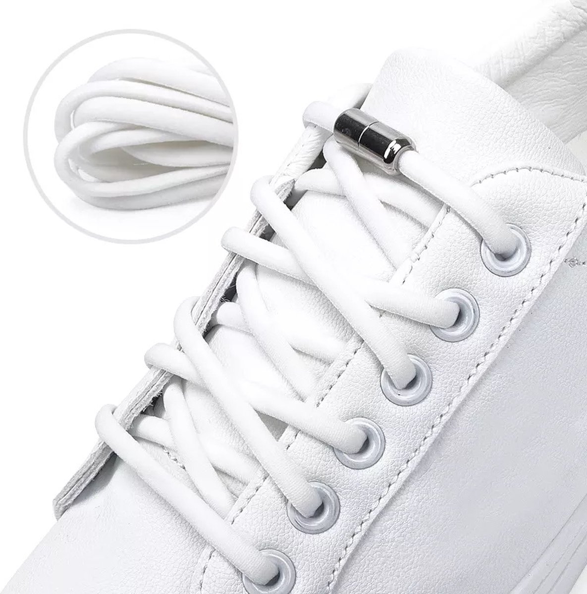 Round Laces - 105 cm - no tie - elastic laces - no tie - shoelaces - sports laces - round - shoelaces - children's laces - White - Image 1