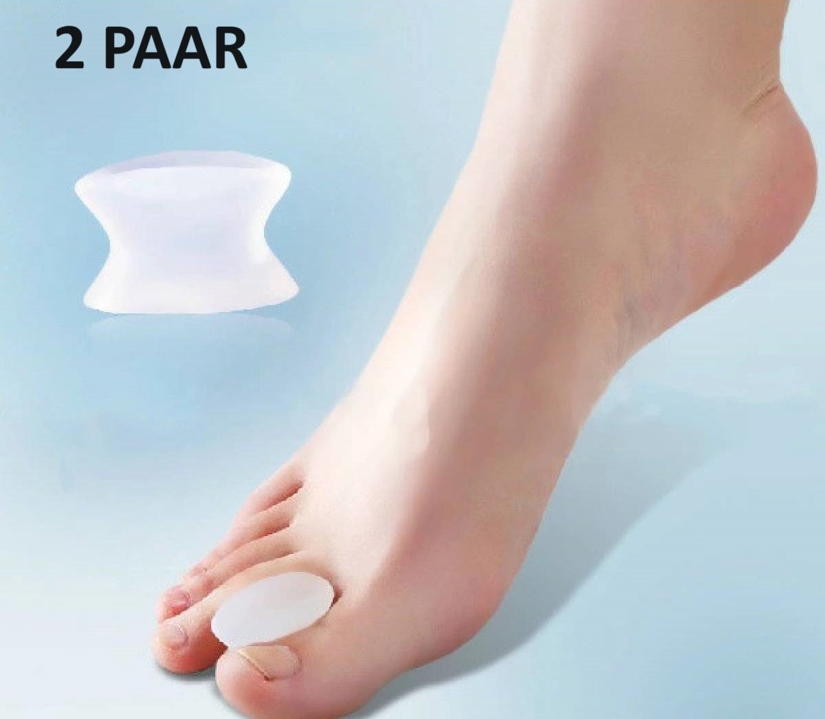 Toe Spreader | Silicone Toe Corrector | Hallux Valgus | Toe Straightening | Toe Straightener | Transparent | 2 Pairs - Image 1