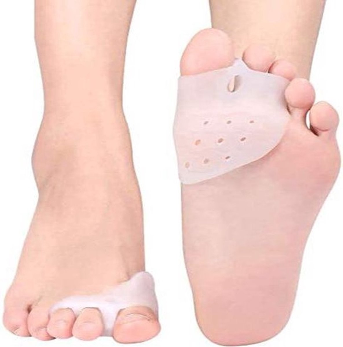 Silicone Toe Separator for 3 Toes | Bunion Protector | Forefoot Cushion | Hallux Valgus Pain Relief | For Shoes | Set of 2 | White - Image 1