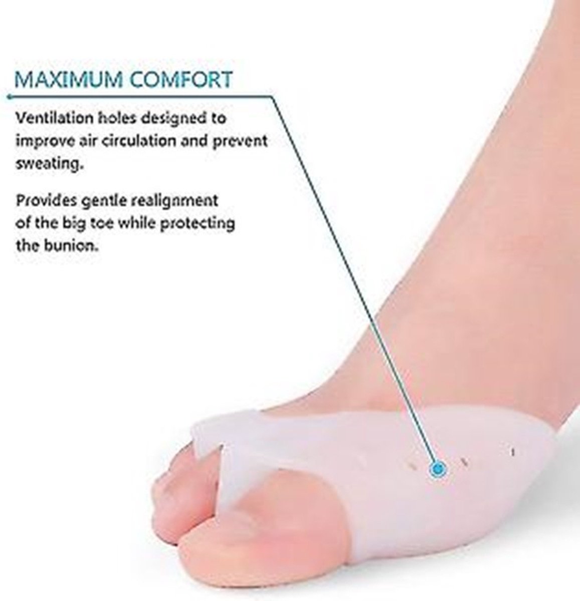 Silicone Toe Separator for 3 Toes | Bunion Protector | Forefoot Cushion | Hallux Valgus Pain Relief | For Shoes | Set of 2 | White - Image 4