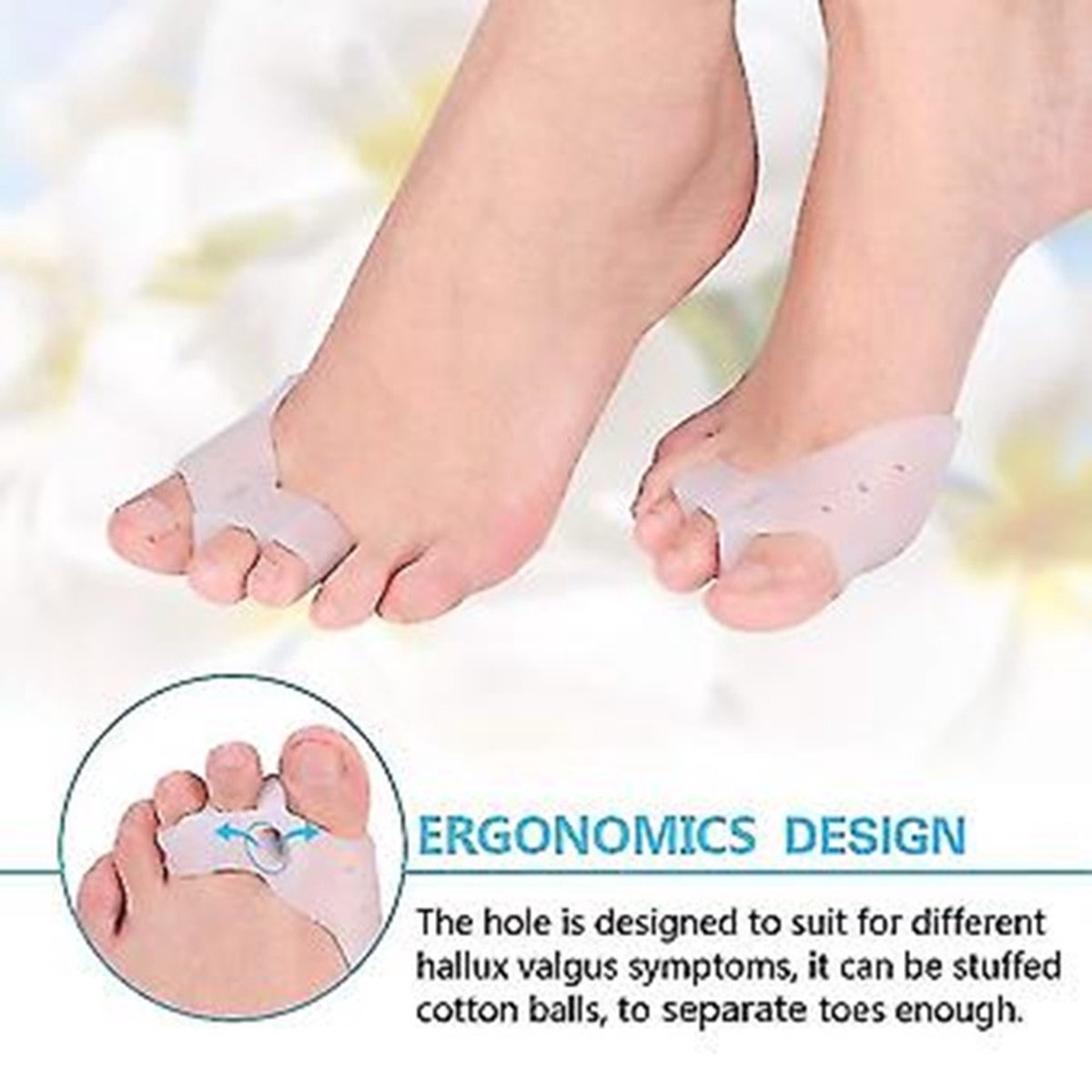 Silicone Toe Separator for 3 Toes | Bunion Protector | Forefoot Cushion | Hallux Valgus Pain Relief | For Shoes | Set of 2 | White - Image 5
